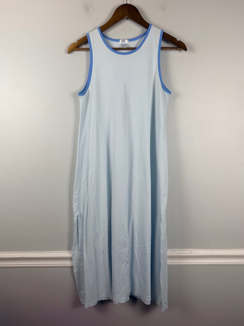 Lake pajamas blue white stripe night gown Pima cotton size XS